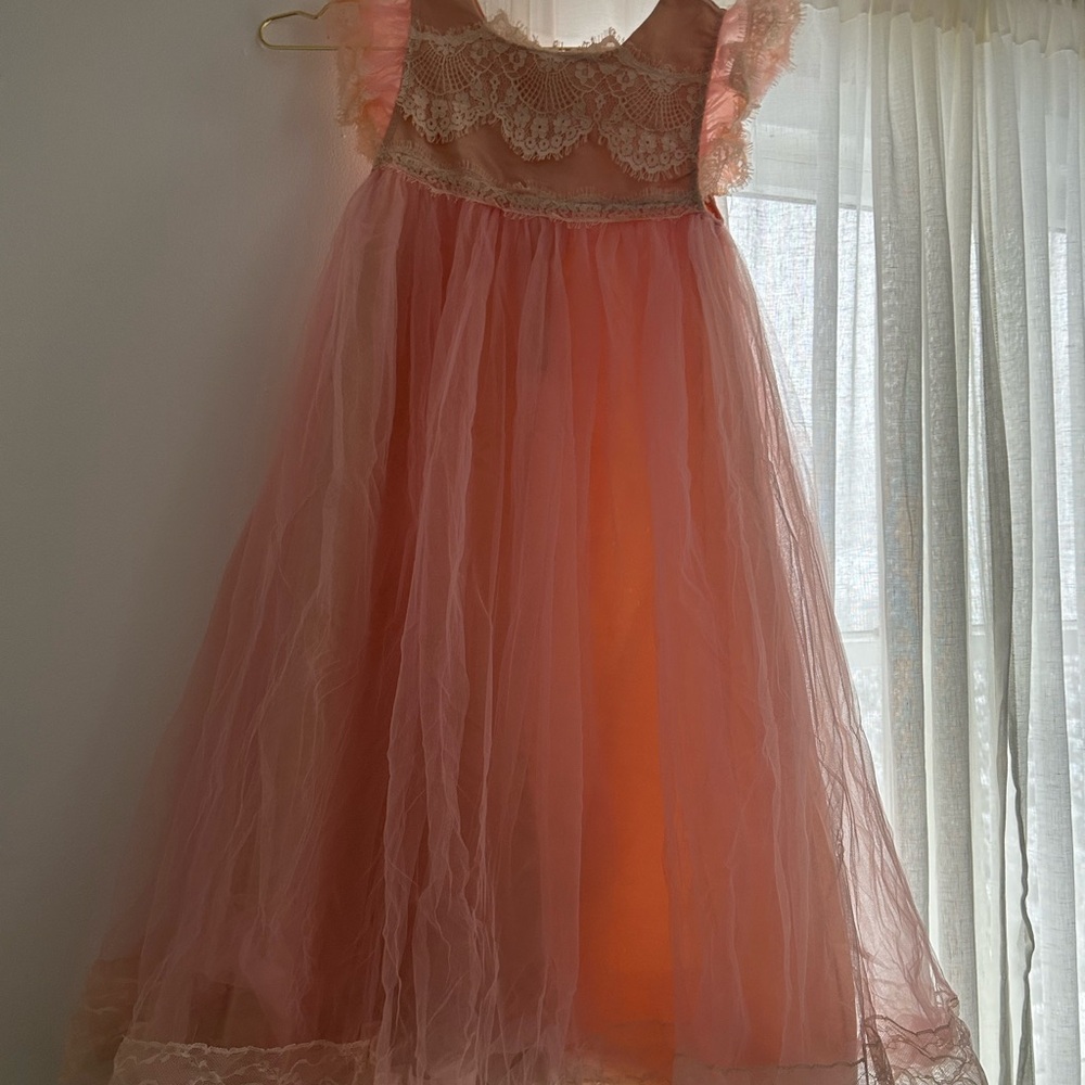 Charming Pink Lace Kids Dress